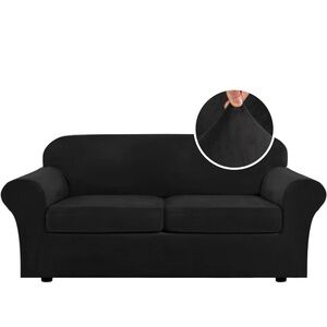 Source Unknown Black Stretch Sofa Slipcover